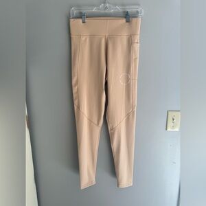 Pink Soda Sport Contour Tight Yoga Athletic Leggings Womens SZ S Beige Pockets
